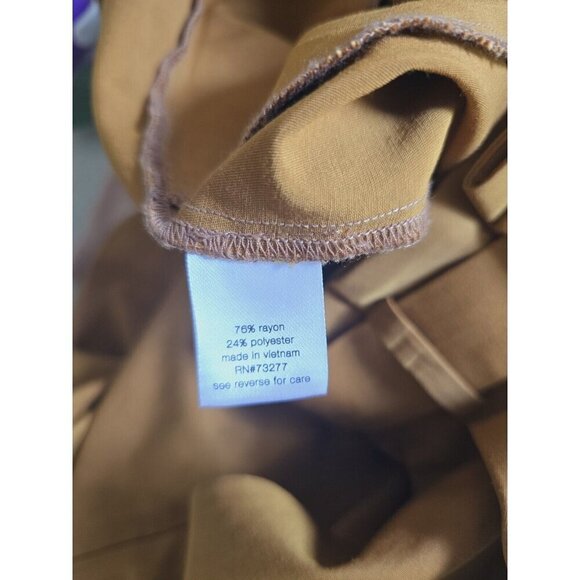 Elizabeth And James Paperbag Belted Pleated Mustard Brown Cuff Ankle Pants 10 M - Picture 14 of 14